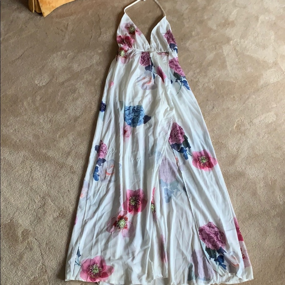 White floral max dress